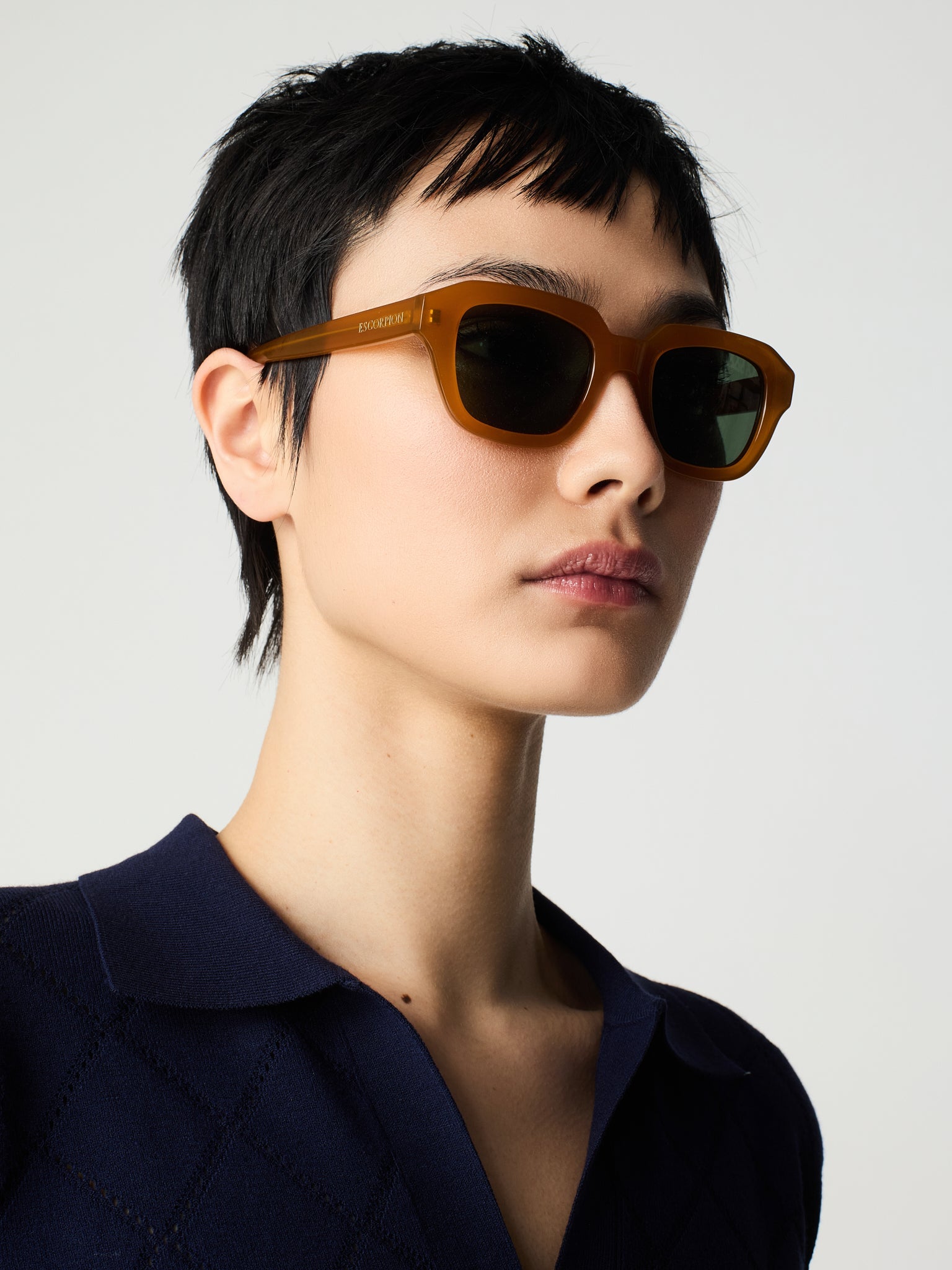 Gafas cuadradas color miel