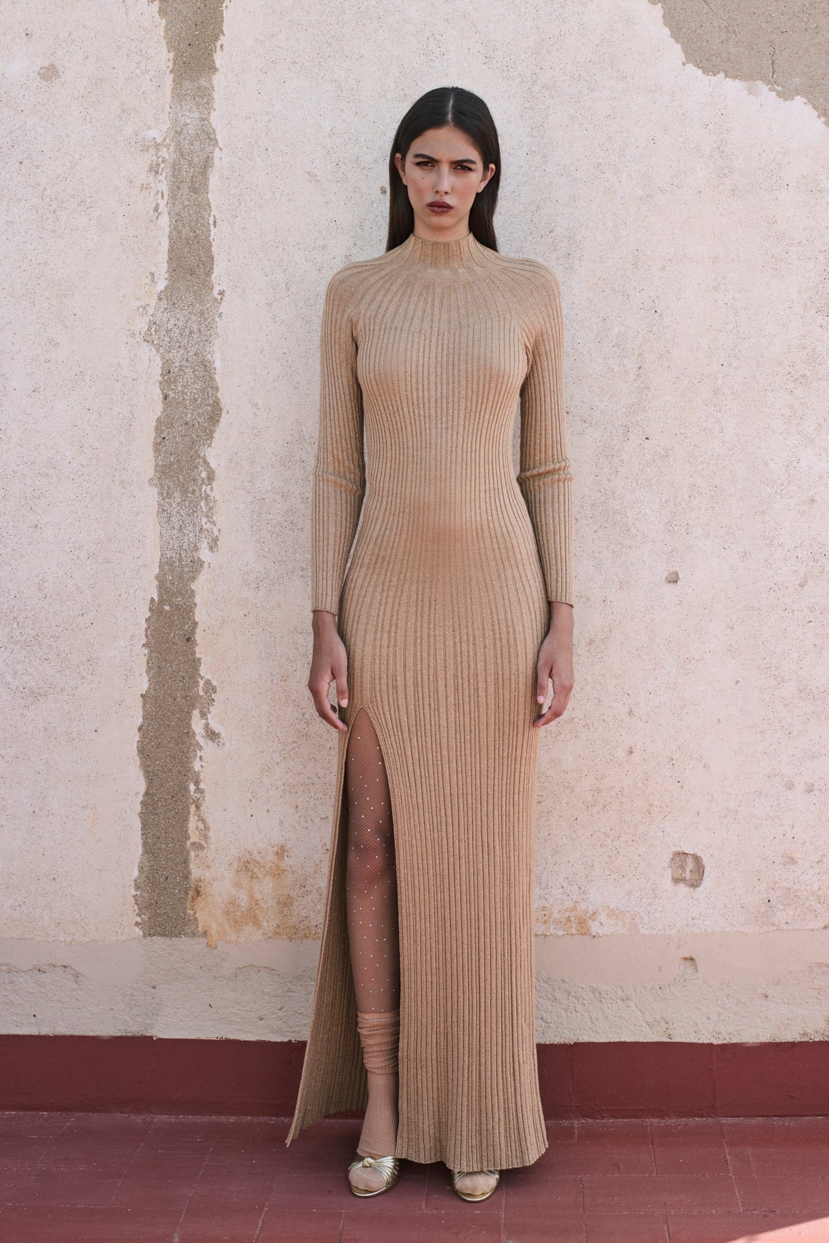 Ribbed turtleneck dress