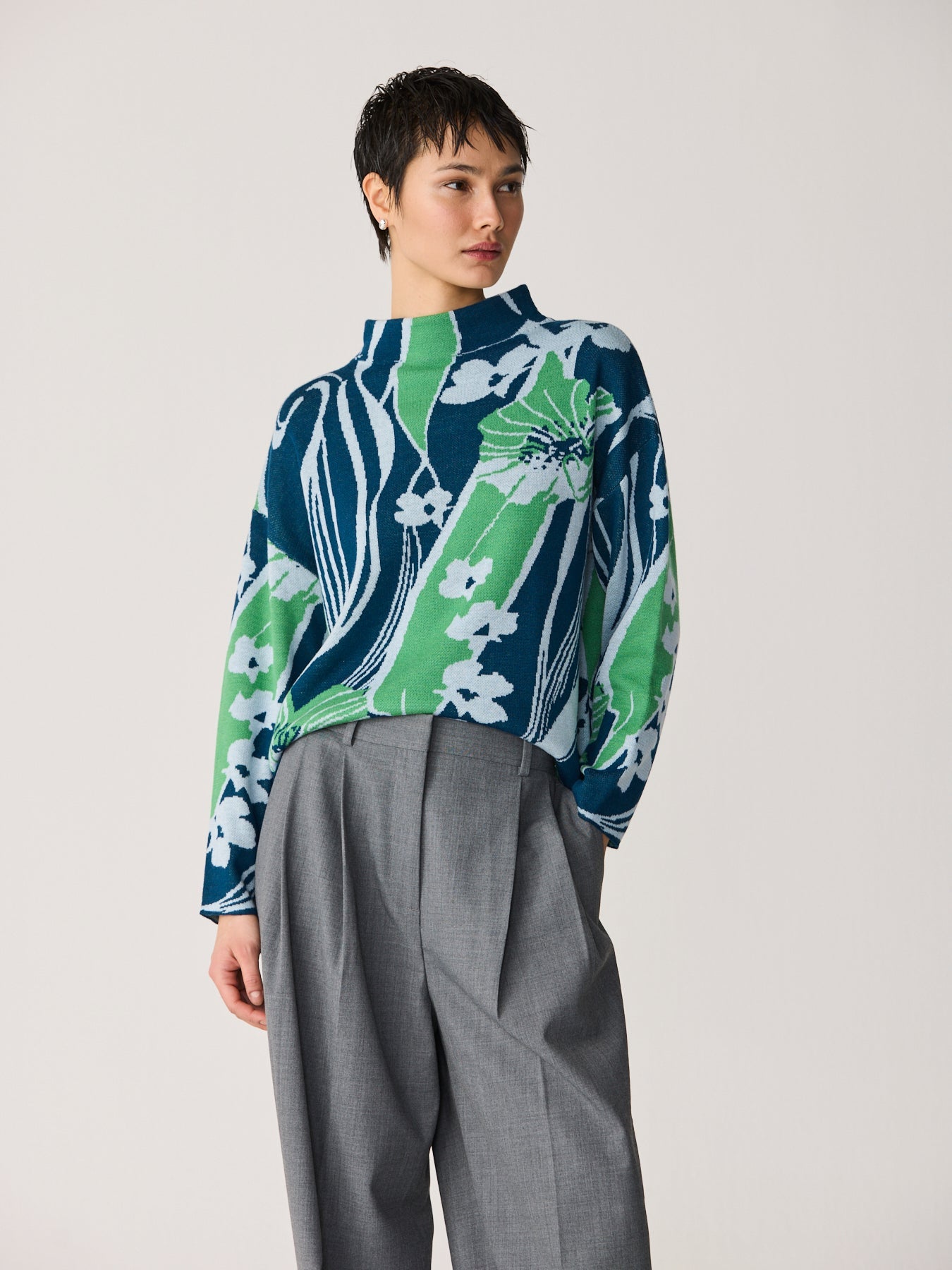 Jersey jacquard manga caída