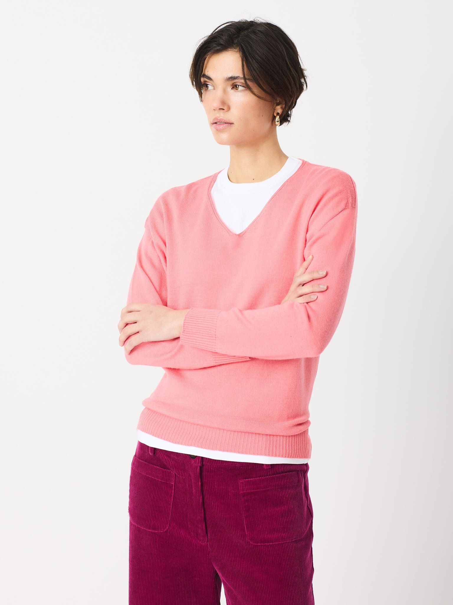 Jersey senzillo y cómodo de cuello pico y manga caída