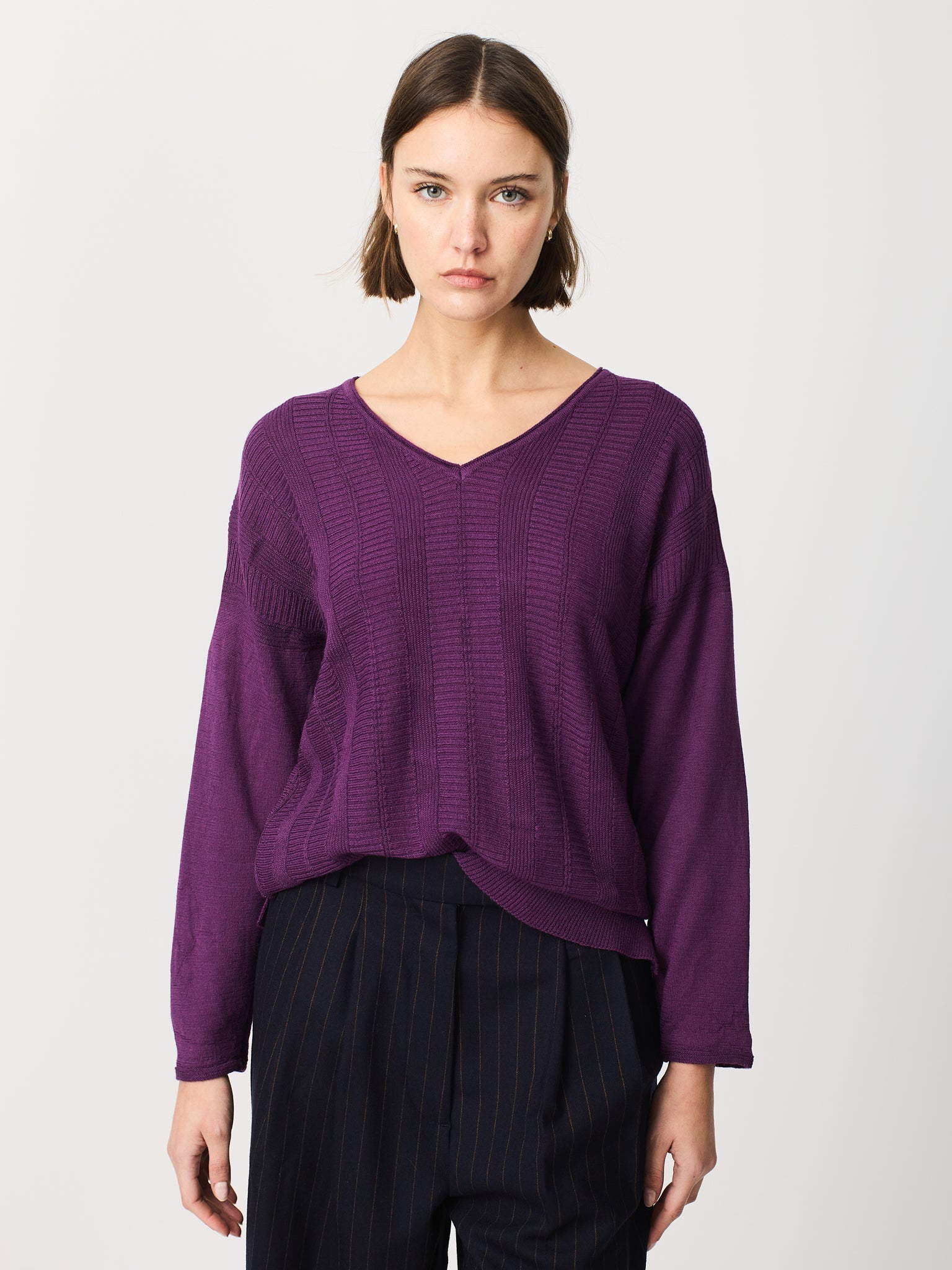 Jersey tipo túnica cuello pico y manga larga