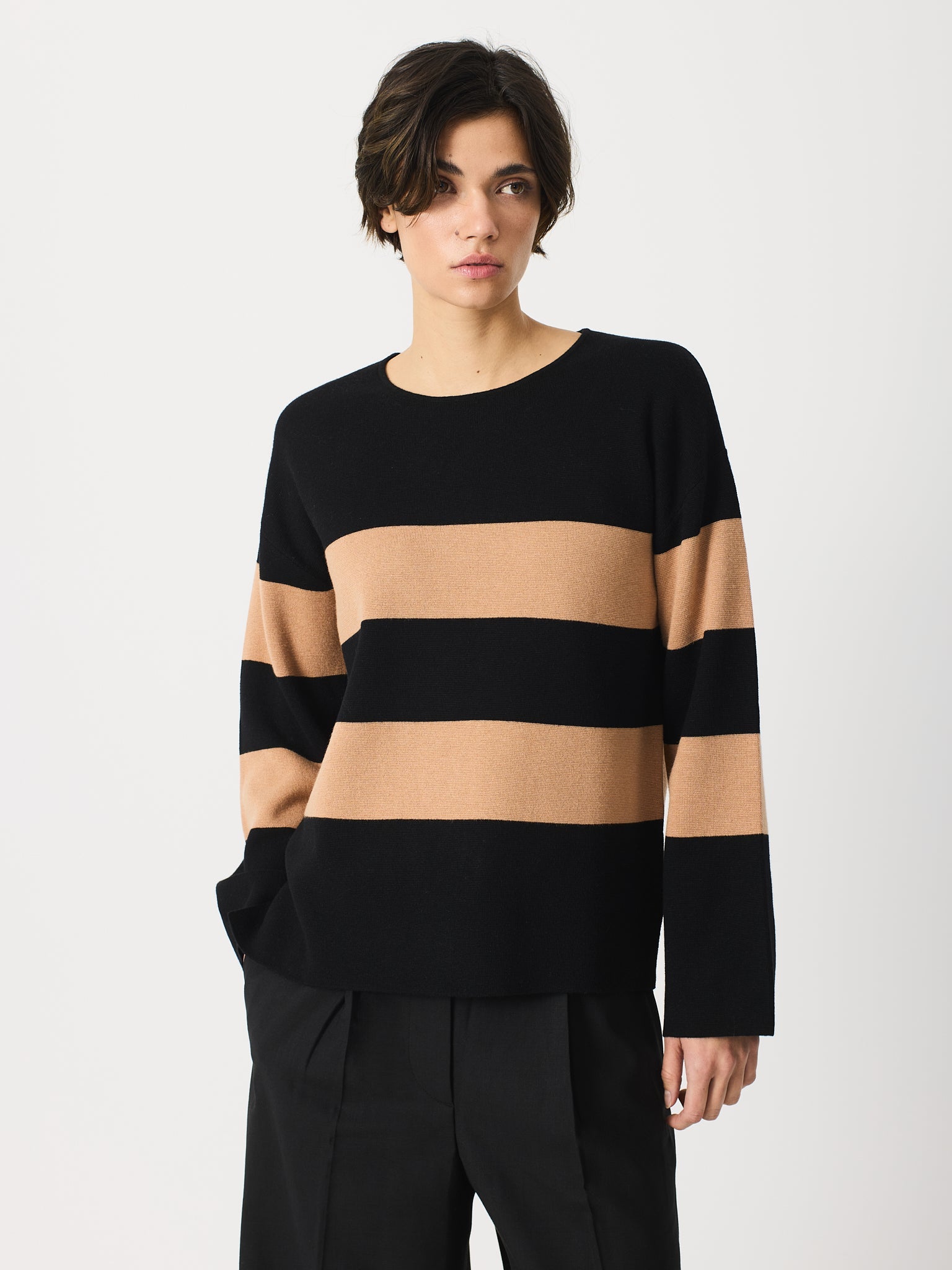 Jersey a rayas corte recto